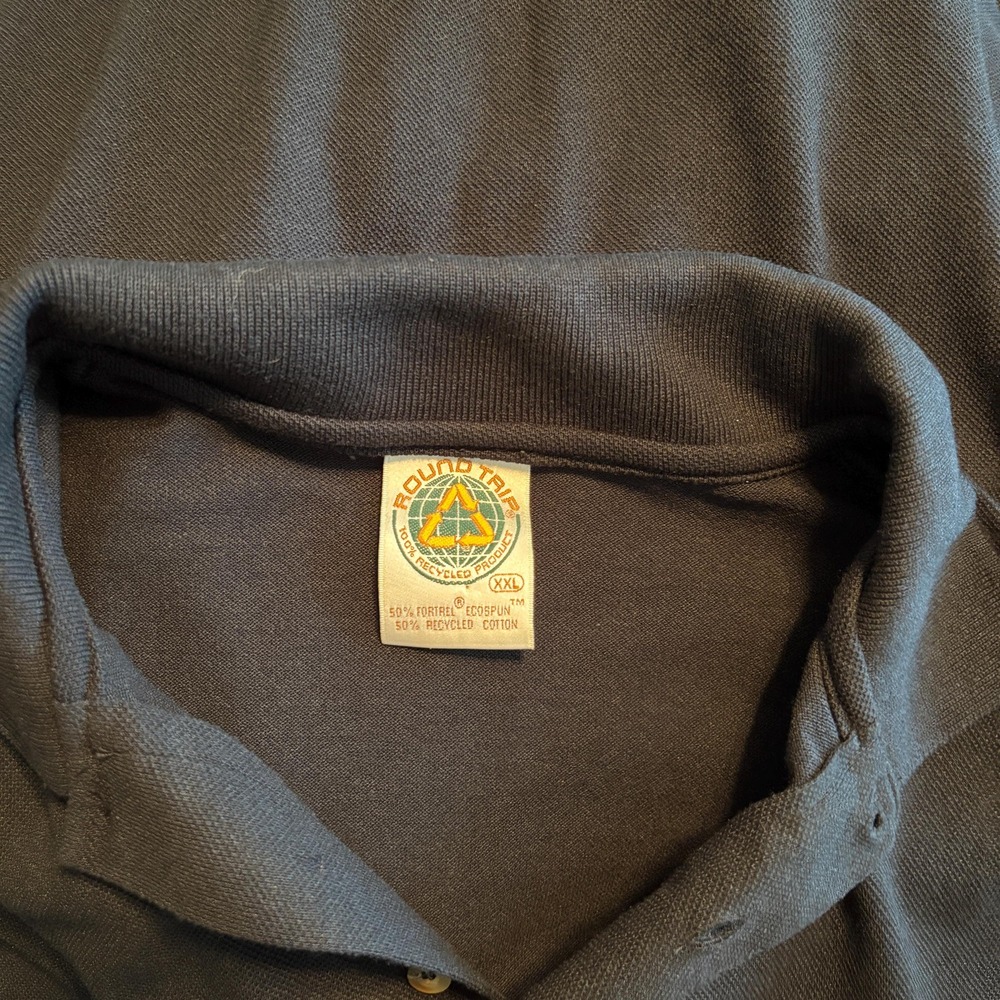 High Quality Recycled Cotton Polyester‎ Blend 90s Vintage Black Golf Polo 2XL - Picture 10 of 11